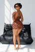 Koenji Velvet Burnout Ruffle Mini Dress
